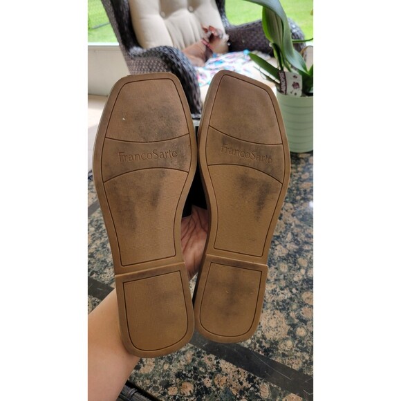 Franco Sarto Black Leather Thong Sandals Square Toe Womens Size 8.5M - Picture 6 of 8